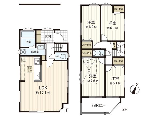 藤沢市羽鳥3丁目(新築戸建)6号棟 間取図(平面図) 藤沢市羽鳥3丁目(新築戸建)6号棟 間取図(平面図)