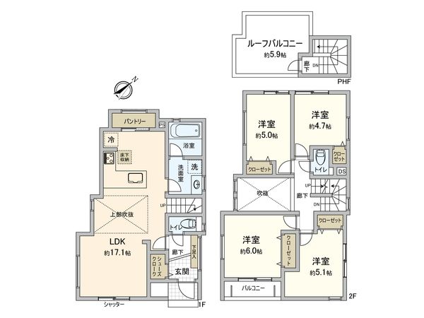 藤沢市城南5丁目 新築戸建5号棟 間取図(平面図)