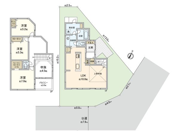 藤沢市大庭 新築戸建B号棟 間取図(平面図) 間取図(平面図)