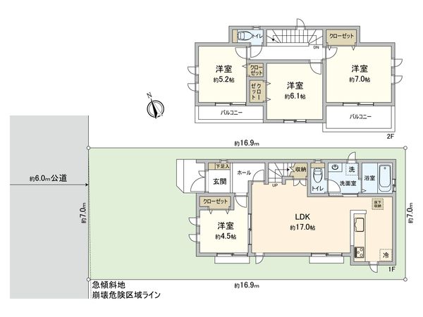 藤沢市大庭 B号棟 間取図(平面図) 藤沢市大庭 B号棟 間取図(平面図)