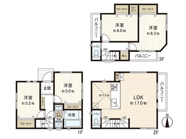 茅ヶ崎市浜竹1丁目(新築戸建)1号棟 間取図(平面図)