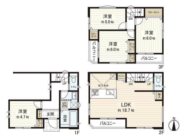 茅ヶ崎市浜竹1丁目(新築戸建)5号棟 間取図(平面図)