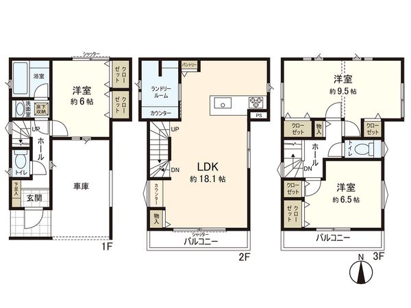藤沢市辻堂元町2丁目(新築戸建)2号棟 間取図(平面図) 藤沢市辻堂元町2丁目(新築戸建)2号棟 間取図(平面図)