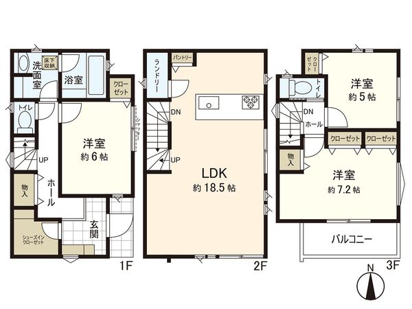 藤沢市辻堂元町2丁目(新築戸建)3号棟 間取図(平面図) 藤沢市辻堂元町2丁目(新築戸建)3号棟 間取図(平面図)