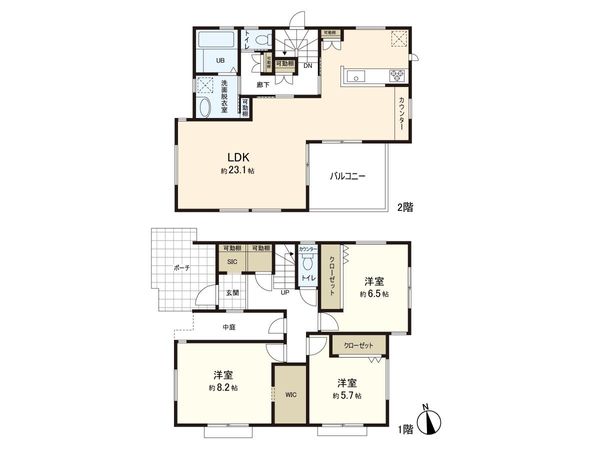 茅ヶ崎市松浪1丁目A号棟(戸建) 間取図(平面図) 茅ヶ崎市松浪1丁目A号棟(戸建) 間取図(平面図)