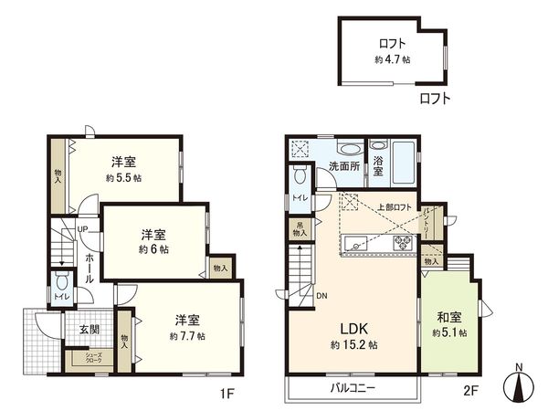 茅ヶ崎市小和田1丁目(新築戸建)5号棟 間取図(平面図) 茅ヶ崎市小和田1丁目(新築戸建)5号棟 間取図(平面図)