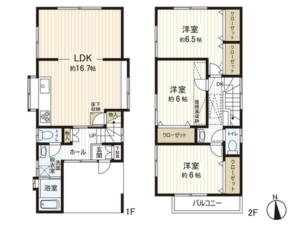 茅ヶ崎市菱沼1丁目(中古戸建) 間取図(平面図) 茅ヶ崎市菱沼1丁目(中古戸建) 間取図(平面図)