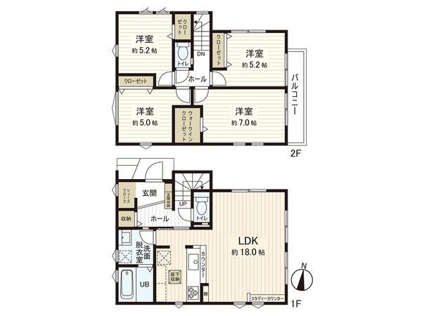 藤沢市城南2丁目(新築戸建)1号棟 間取図(平面図) 藤沢市城南2丁目(新築戸建)1号棟 間取図(平面図)