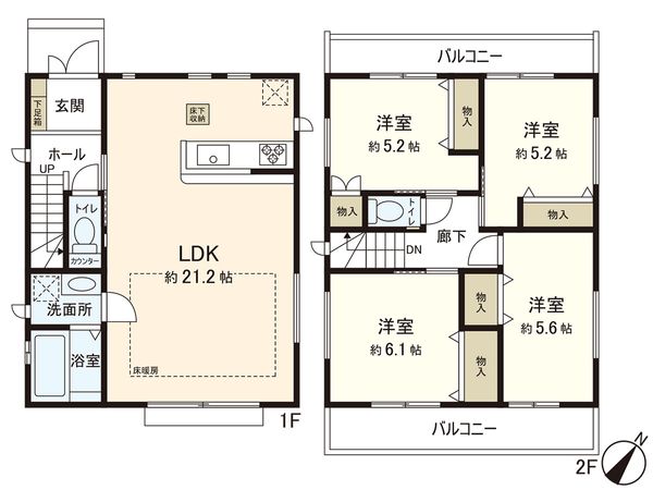 藤沢市辻堂5丁目(新築戸建)1号棟 間取図(平面図) 藤沢市辻堂5丁目(新築戸建)1号棟 間取図(平面図)