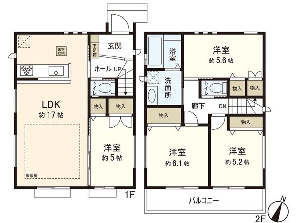 藤沢市辻堂5丁目(新築戸建)2号棟 間取図(平面図) 藤沢市辻堂5丁目(新築戸建)2号棟 間取図(平面図)