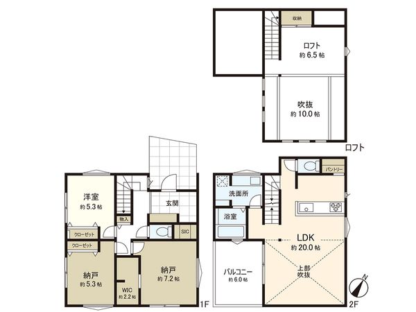 藤沢市城南1丁目(新築戸建)B棟 間取図(平面図) 藤沢市城南1丁目(新築戸建)B棟 間取図(平面図)