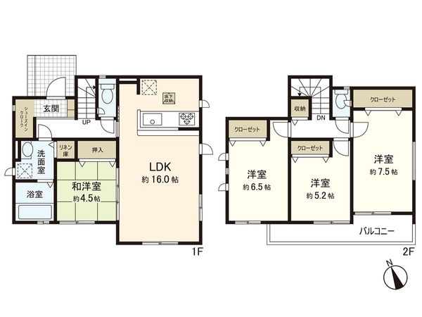 茅ヶ崎市平和町(新築戸建)1号棟 間取図(平面図) 茅ヶ崎市平和町(新築戸建)1号棟 間取図(平面図)