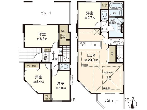 茅ヶ崎市小和田2丁目(新築戸建)1号棟 間取図(平面図) 茅ヶ崎市小和田2丁目(新築戸建)1号棟 間取図(平面図)