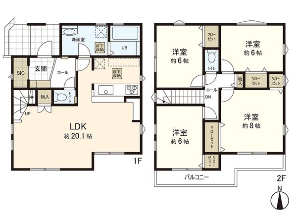 茅ヶ崎市小和田1丁目(新築戸建)1号棟 間取図(平面図) 茅ヶ崎市小和田1丁目(新築戸建)1号棟 間取図(平面図)