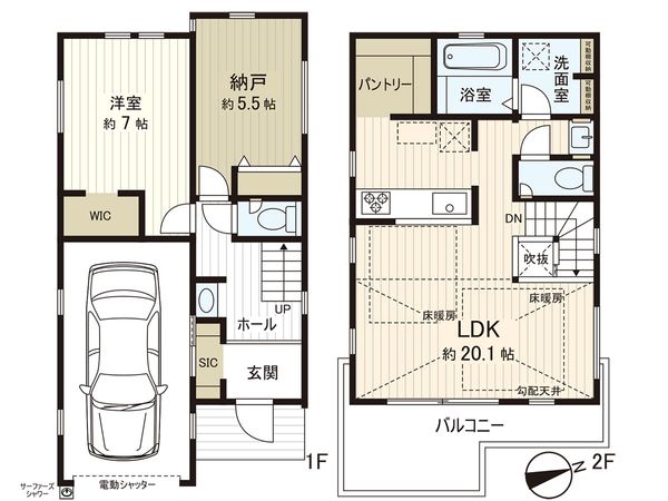藤沢市辻堂5丁目(新築戸建)2号棟 間取図(平面図)