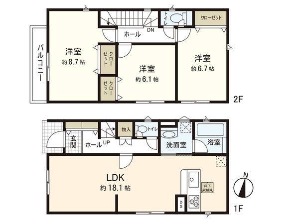 茅ヶ崎市赤羽根(新築戸建)1号棟 間取図(平面図) 茅ヶ崎市赤羽根(新築戸建)1号棟 間取図(平面図)