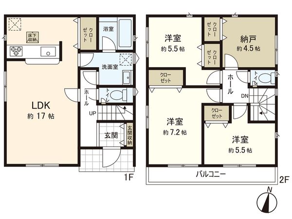 茅ヶ崎市赤羽根(新築戸建)5号棟 間取図(平面図) 茅ヶ崎市赤羽根(新築戸建)5号棟 間取図(平面図)