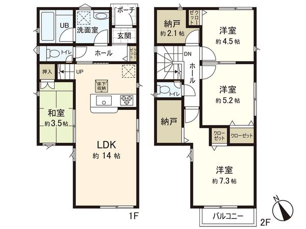茅ヶ崎市甘沼(新築戸建)1号棟 間取図(平面図) 茅ヶ崎市甘沼(新築戸建)1号棟 間取図(平面図)