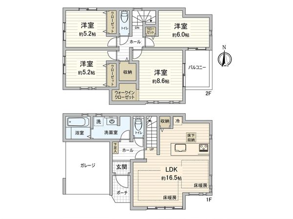 茅ヶ崎市菱沼2丁目(新築戸建) 間取図(平面図) 茅ヶ崎市菱沼2丁目(新築戸建) 間取図(平面図)