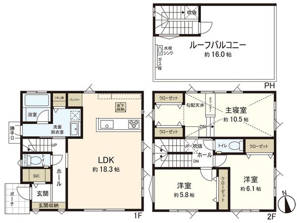 藤沢市辻堂東海岸4丁目(新築戸建)1号棟 間取図(平面図)