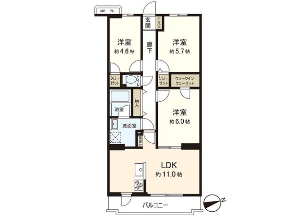 クリオ藤沢伍番館 間取図(平面図) クリオ藤沢伍番館 間取図(平面図)