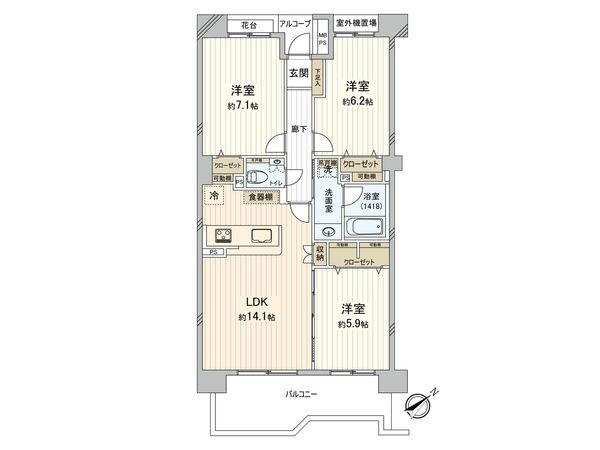 ライオンズガーデン湘南緑が浜 間取図(平面図) 間取図(平面図)
