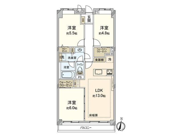 ライオンズマンション湘南辻堂第2 間取図(平面図)