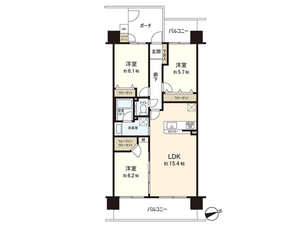 サンクタス湘南藤沢アネーロの丘 Ⅱ番館 間取図(平面図)
