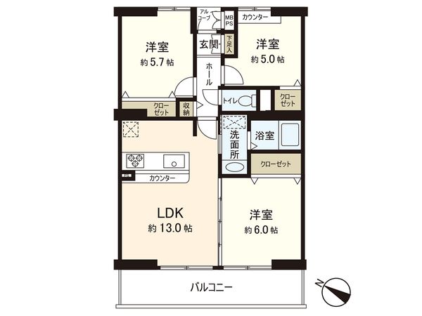アエラス辻堂 ウエストウイング 間取図(平面図)