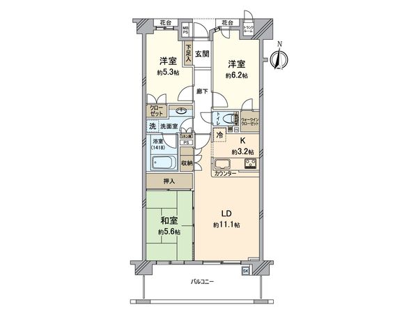 ライオンズマンション茅ヶ崎サザンビーチ 間取図(平面図)