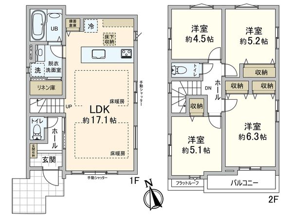 藤沢市高倉 新築2号棟 間取図(平面図) 藤沢市高倉 新築2号棟 間取図(平面図)
