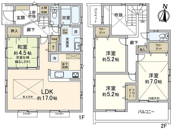 藤沢市用田 新築1号棟 間取図(平面図) 藤沢市用田 新築1号棟 間取図(平面図)