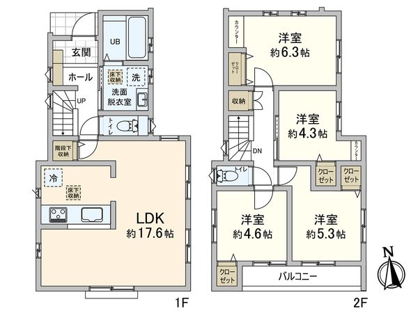 藤沢市亀井野 新築4号棟 間取図(平面図) 藤沢市亀井野 新築4号棟 間取図(平面図)