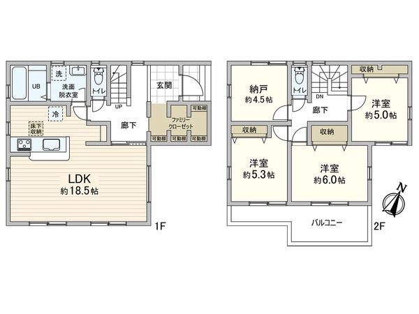 藤沢市石川6丁目 新築2号棟 間取図(平面図) 藤沢市石川6丁目 新築2号棟 間取図(平面図)