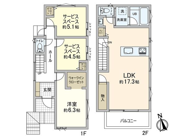 藤沢市石川 新築1号棟 間取図(平面図) 間取図(平面図)