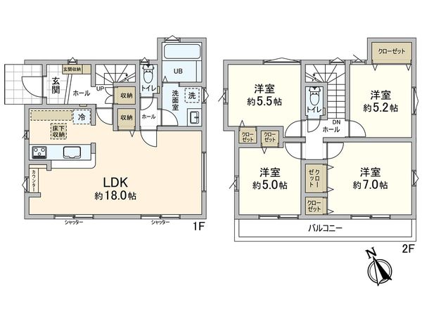 藤沢市高倉 新築1号棟 間取図(平面図)
