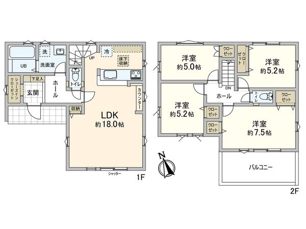 藤沢市高倉 新築2号棟 間取図(平面図)