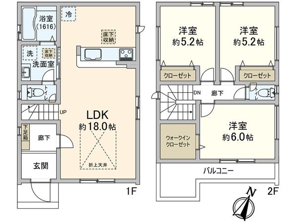 綾瀬市落合南3丁目 新築1号棟 間取図(平面図)