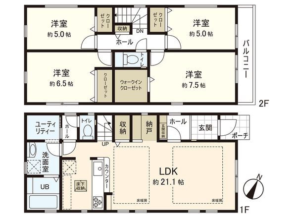 藤沢市天神町3丁目(新築戸建)2号棟 間取図(平面図) 藤沢市天神町3丁目(新築戸建)2号棟 間取図(平面図)