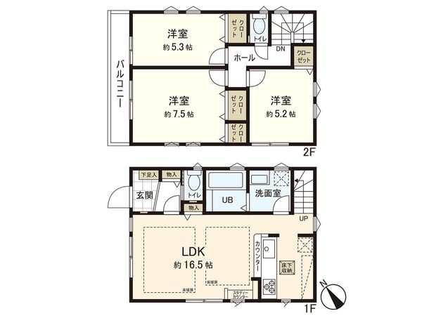 藤沢市亀井野1丁目(新築戸建) 間取図(平面図) 藤沢市亀井野1丁目(新築戸建) 間取図(平面図)