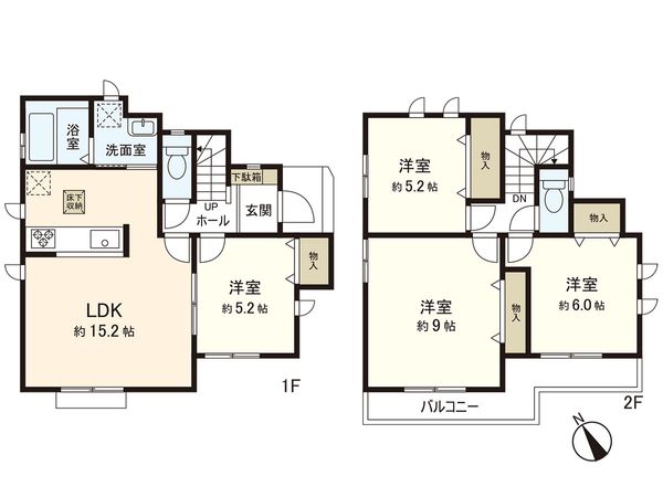 綾瀬市上土棚南5丁目(新築戸建)2号棟 間取図(平面図) 綾瀬市上土棚南5丁目(新築戸建)2号棟 間取図(平面図)