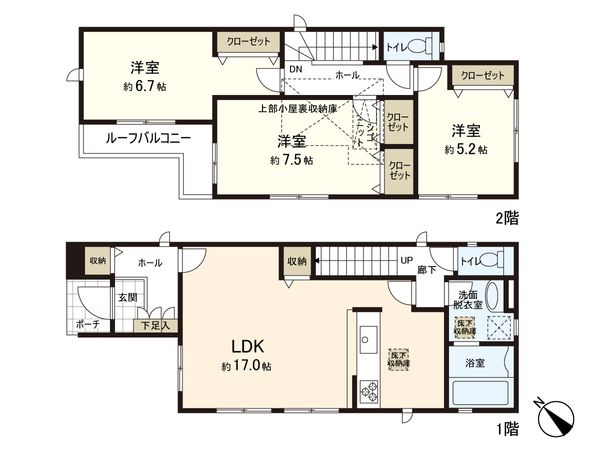 綾瀬市上土棚中2丁目 3号棟 間取図(平面図)
