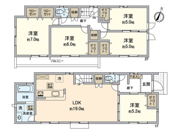 八王子市椚田町 新築戸建1号棟 間取図(平面図) 八王子市椚田町 新築戸建1号棟 間取図(平面図)