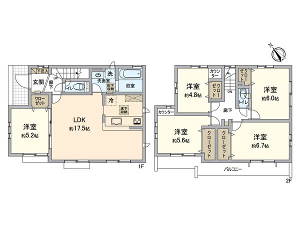 八王子市堀之内 新築戸建1号棟 間取図(平面図) 八王子市堀之内 新築戸建1号棟 間取図(平面図)