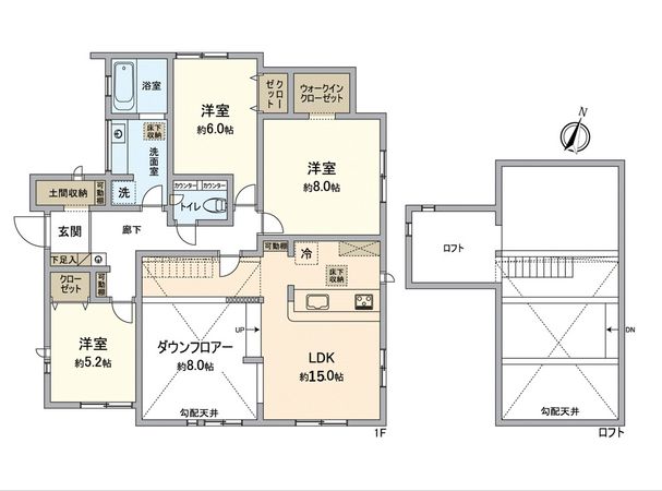 八王子市北野台3丁目 新築戸建 1号棟 間取図(平面図)