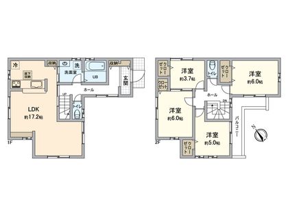 八王子市泉町 新築戸建1号棟 間取図(平面図)