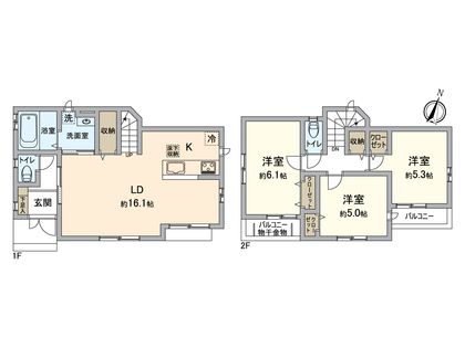 日野市平山5丁目 新築戸建2号棟 間取図(平面図)