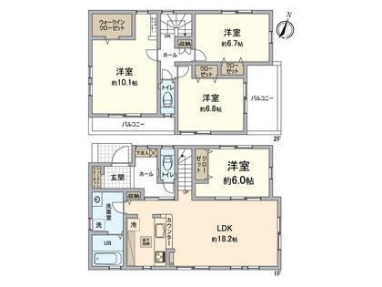 八王子市南陽台1丁目 新築戸建1号棟 間取図(平面図)
