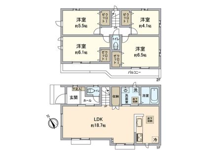 八王子市川口町 新築戸建E号棟 間取図(平面図)