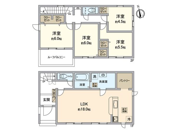 八王子市大楽寺町 新築戸建1号棟 間取図(平面図) 八王子市大楽寺町 新築戸建1号棟 間取図(平面図)